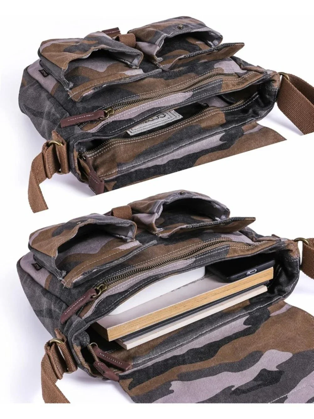 Vintage Canvas Messenger Bag | Crossbody Shoulder Satchel | Military Style Bag